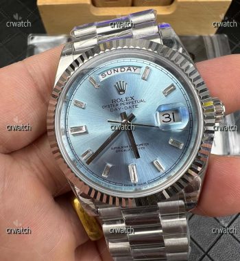 Day Date 40 SS 904L Steel GMF Edition Ice Blue Crystal Dial SS Bracelet A3235 Tungsten Heavy Version