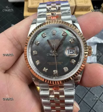 DateJust 36 SS/RG Wrapped 116231 GMF Gray MOP Dial Diamonds Markers SS/RG Wrapped Jubilee Bracelet SA3235