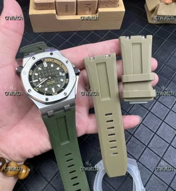 Royal Oak Offshore Diver 15720 SS APF Green Dial Green Rubber Strap A4308
