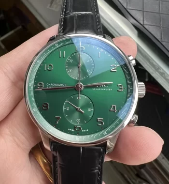 Portuguese Chrono IW3716 ZF Edition Green Dial Black Leather Strap A69355