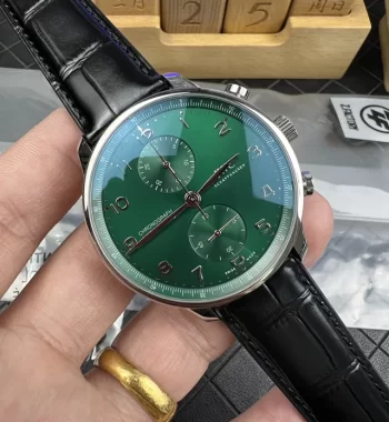 Portuguese Chrono IW3716 ZF Edition Green Dial Black Leather Strap A69355