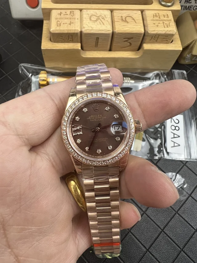 Datejust Ladies 28mm GSF Rose gold 904L Brown Dial Diamond bezel A2671