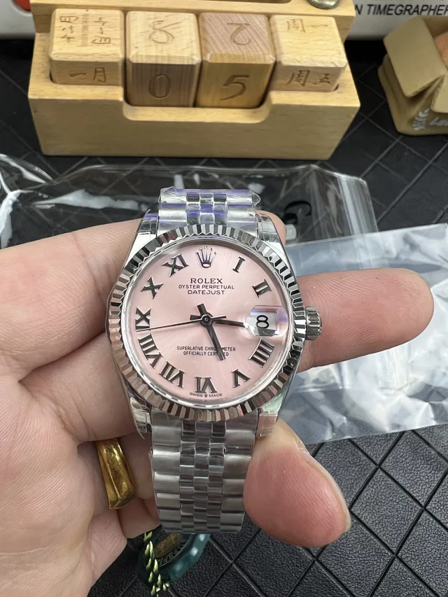 Rolex Datejust GSF 31mm SS Pink Roman numerals Jubilee Bracelet A2671