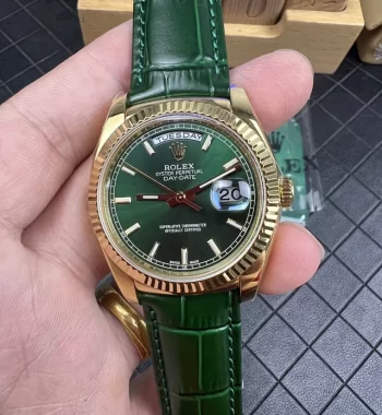 Day-Date 36mm TWF 118138 YG Green Dial Green Leather Strap A2836