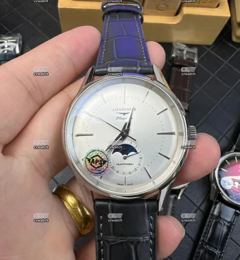 Flagship Heritage Moonphase SS APSF Silver/SS Dial Black Leather Strap A2892