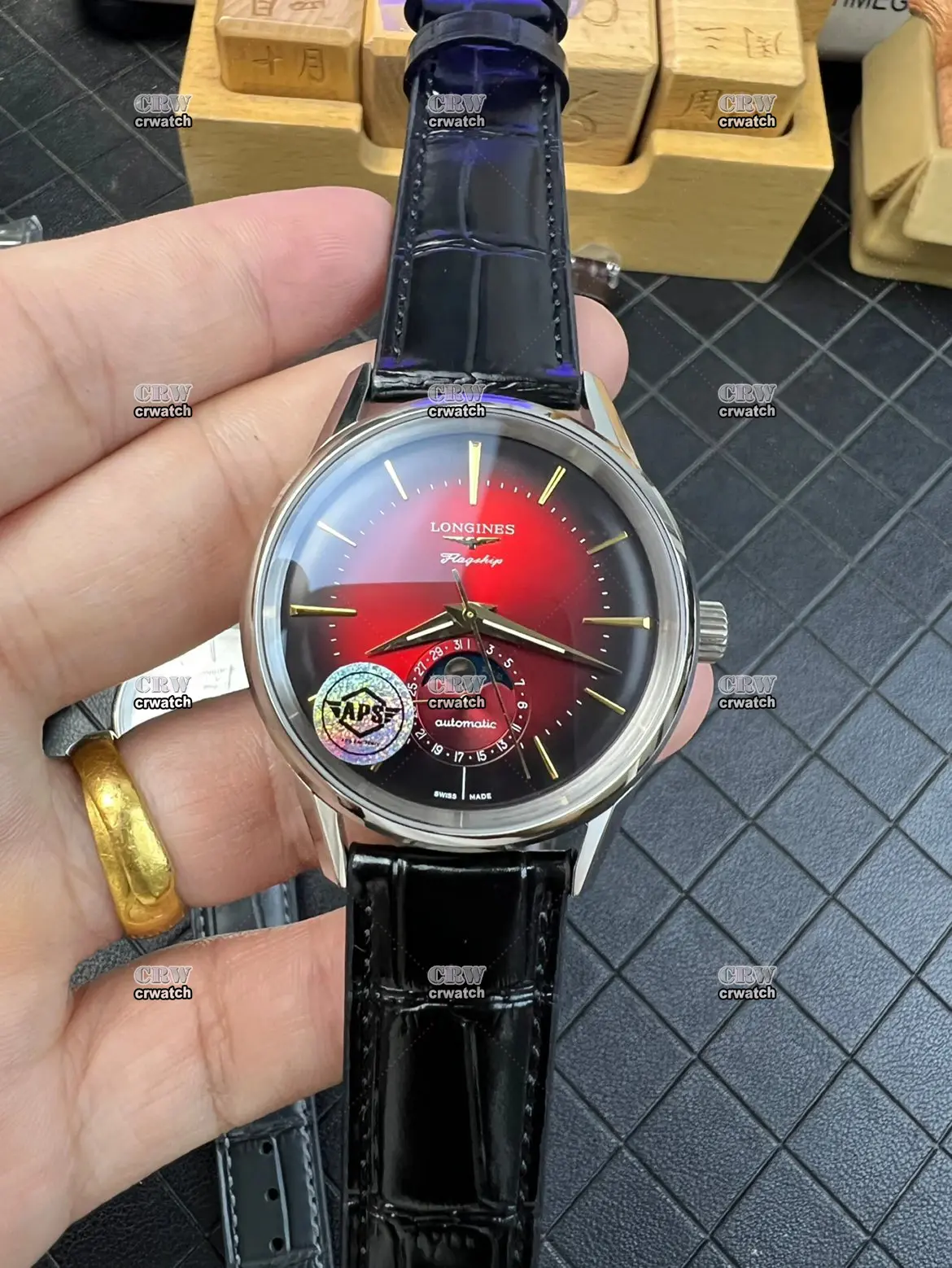 Flagship Heritage Moonphase SS APSF Edition Red Dial Black Leather Strap A2892